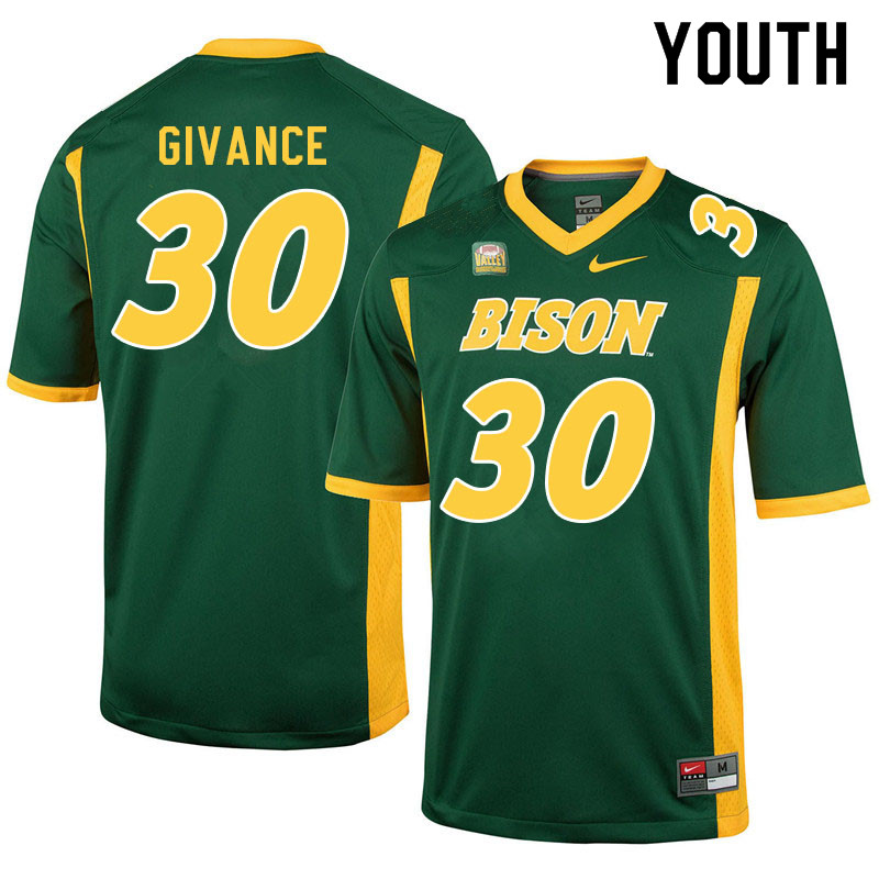 Youth #30 Darius Givance North Dakota State Bison College Football Jerseys Sale-Green - Click Image to Close